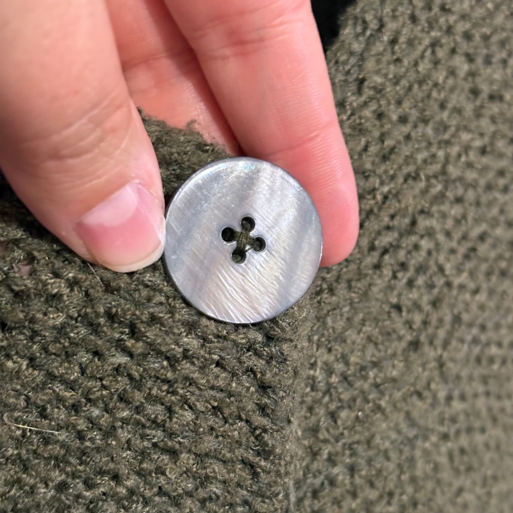 Coldwater Creek Olive Green Longline Cardigan Sweater Plus 1X Button Front Mossy - Picture 5 of 10
